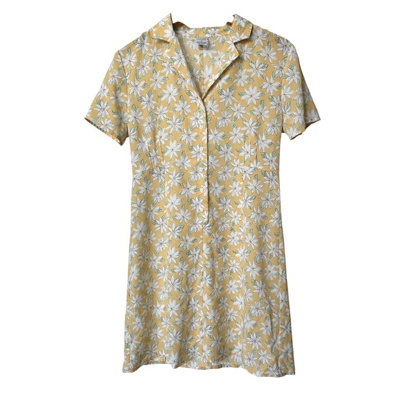 VINTAGE! 90’s Y2K Old Navy Women's Floral Dress Size 6 Yellow Knee Length Casual - Picture 1 of 8